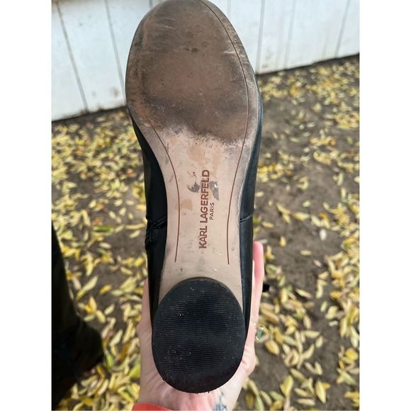 Karl Lagerfeld Paris Leather Boots 6.5 M Low Heel Mod 60s Style - Picture 3 of 16